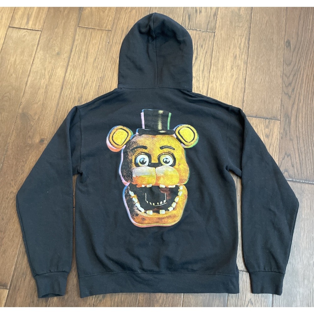 FNAF Five Nights At Freddys Game Over Black Pullover Hoodie Relaxed Fit M
